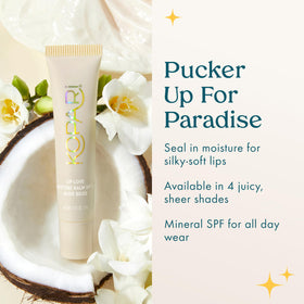 Kopari Lip Love balm demonstrating ceramide barrier support for smooth lips.