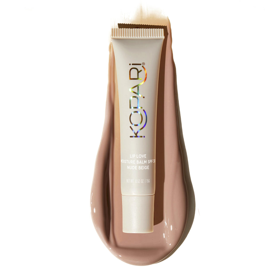 Kopari Lip Love Moisture Balm nude beige swatch for everyday lip hydration.
