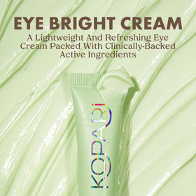 Kopari Niacinamide Eye Bright Cream application point demonstrates gentle under eye massage and hydration