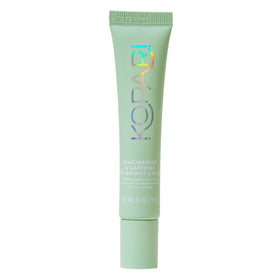 Kopari Niacinamide Eye Bright Cream tube closeup showing cooling soothing texture for under eye care