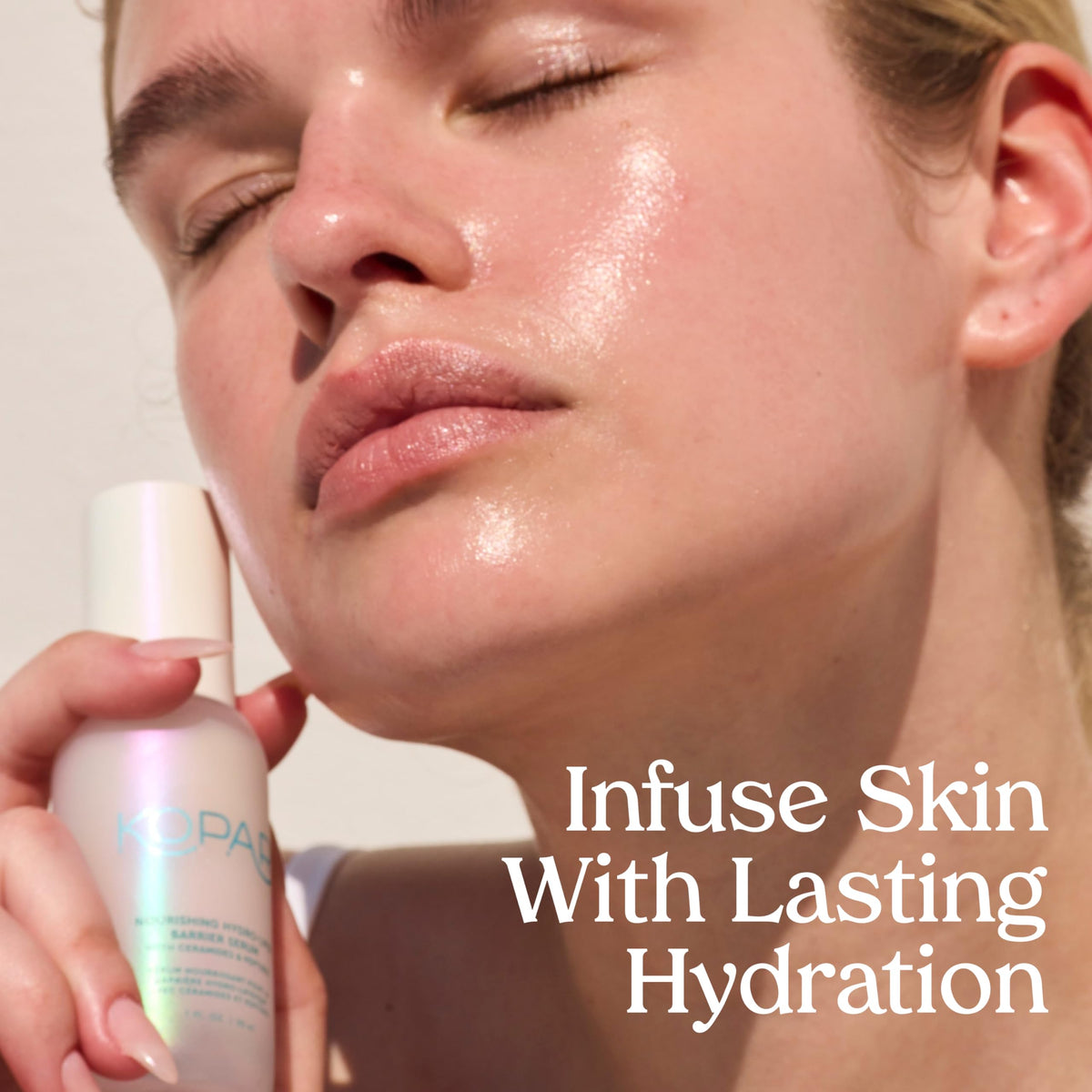 Kopari Nourishing Hydro-Lipid Serum on skin with a subtle plump glow.
