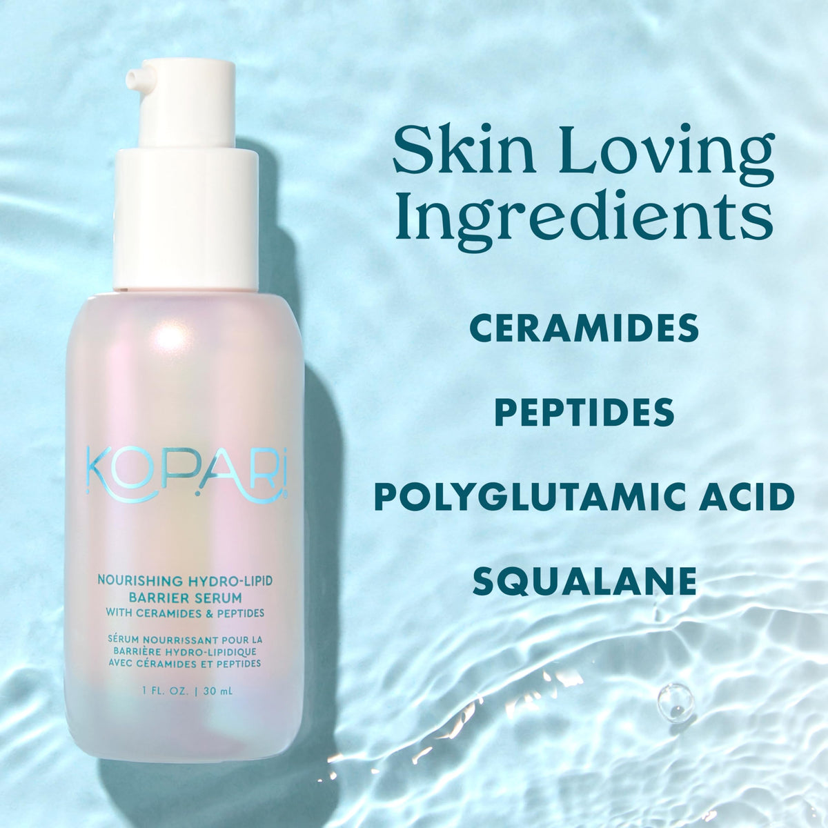 Kopari Nourishing Hydro-Lipid Serum layered beneath moisturizer and SPF.