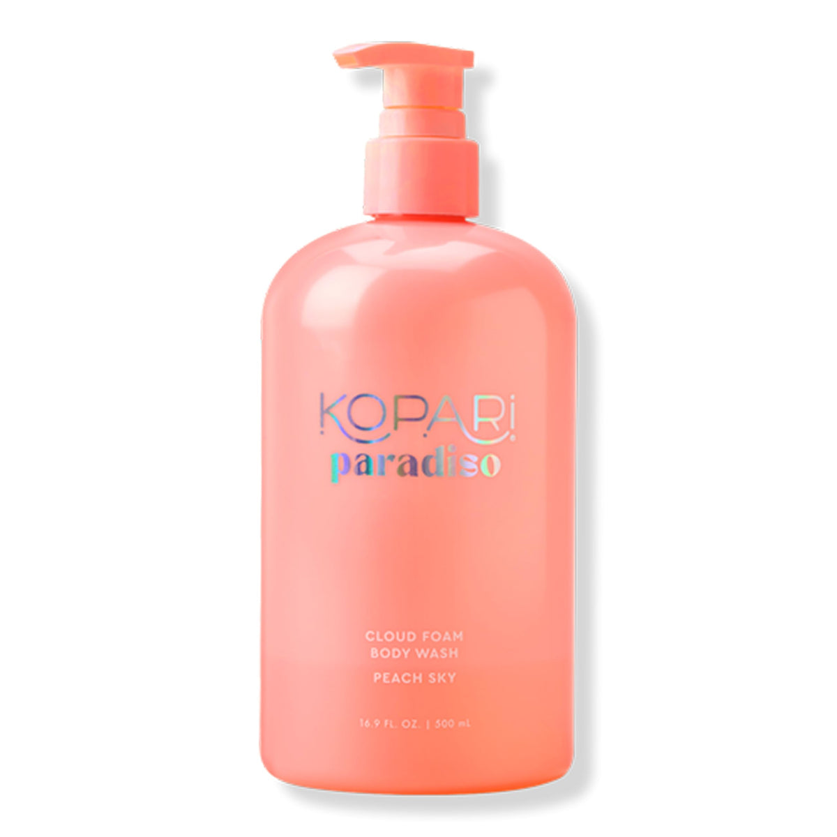 Kopari Paradiso Cloud Foam Body Wash Peach Sky bottle shown for hydrating cleanse
