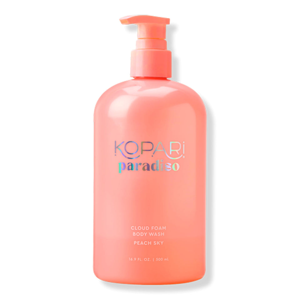 Kopari Paradiso Cloud Foam Body Wash Peach Sky bottle shown for hydrating cleanse