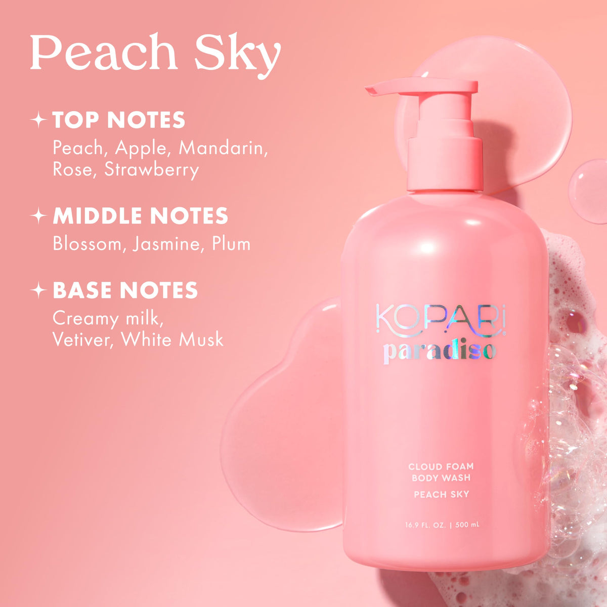 Sunlit bathroom scene featuring Kopari Paradiso Cloud Foam Peach Sky
