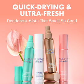 Kopari Paradiso Fresh Set Watermelon Spray Application demonstrates non-aerosol refreshing mist