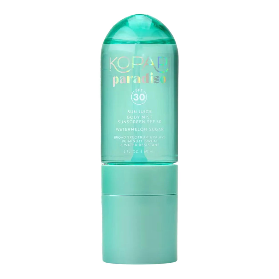 Kopari Paradiso Sun Juice SPF 30 bottle with watermelon sugar scent for sunny days