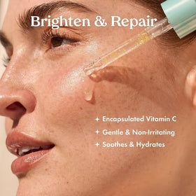 Kopari Star Bright encapsulated vitamin C beads shown for slow-release brightening.