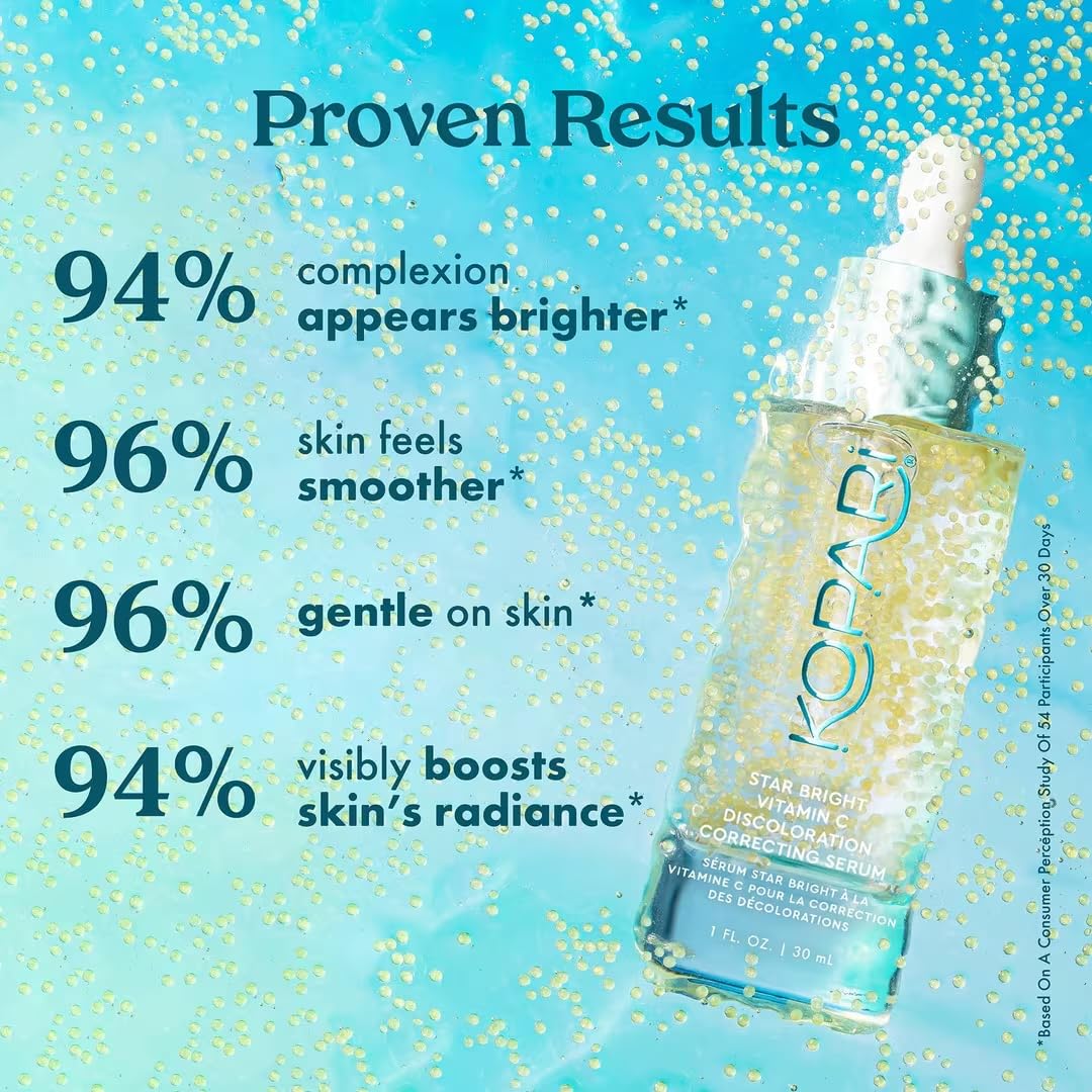 Kopari Star Bright serum with Kakadu Plum visuals, highlighting natural brightening ingredients.