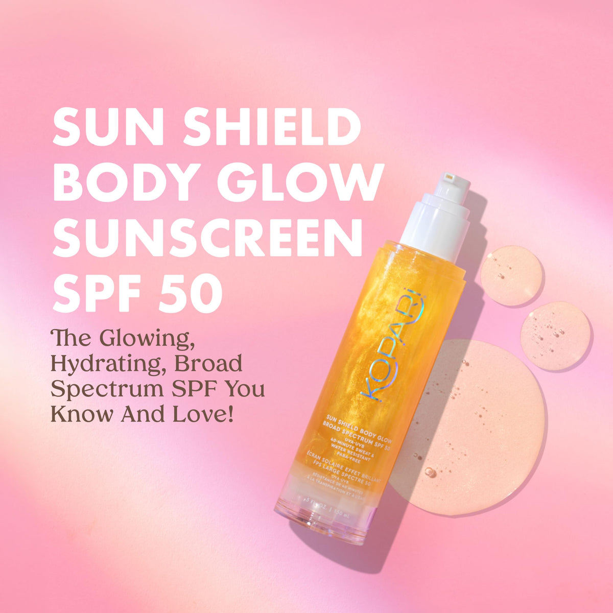 Kopari Sun Shield Body Glow application shows fast-absorbing, non-sticky finish
