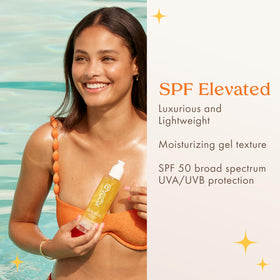 Kopari Sun Shield Body Glow gel texture close-up with silky finish