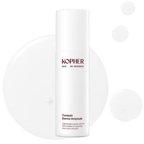 Kopher Curepair Derma Ampoule Mist bottle close-up shows gentle hydration and skin renewal.