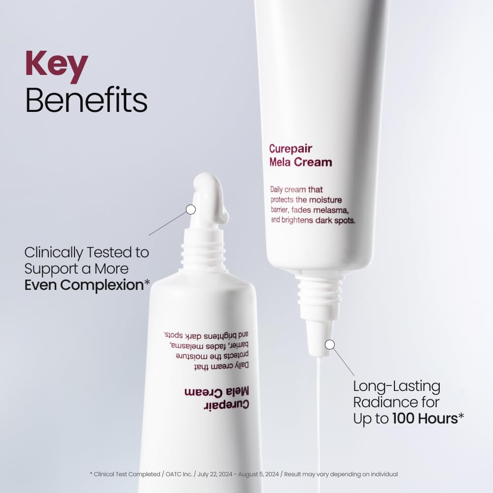 Kopher Curepair Mela Cream nature extracts highlight plant-based care.