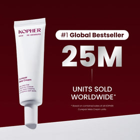 Kopher Curepair Mela Cream texture application shot conveys smooth, calming coverage.