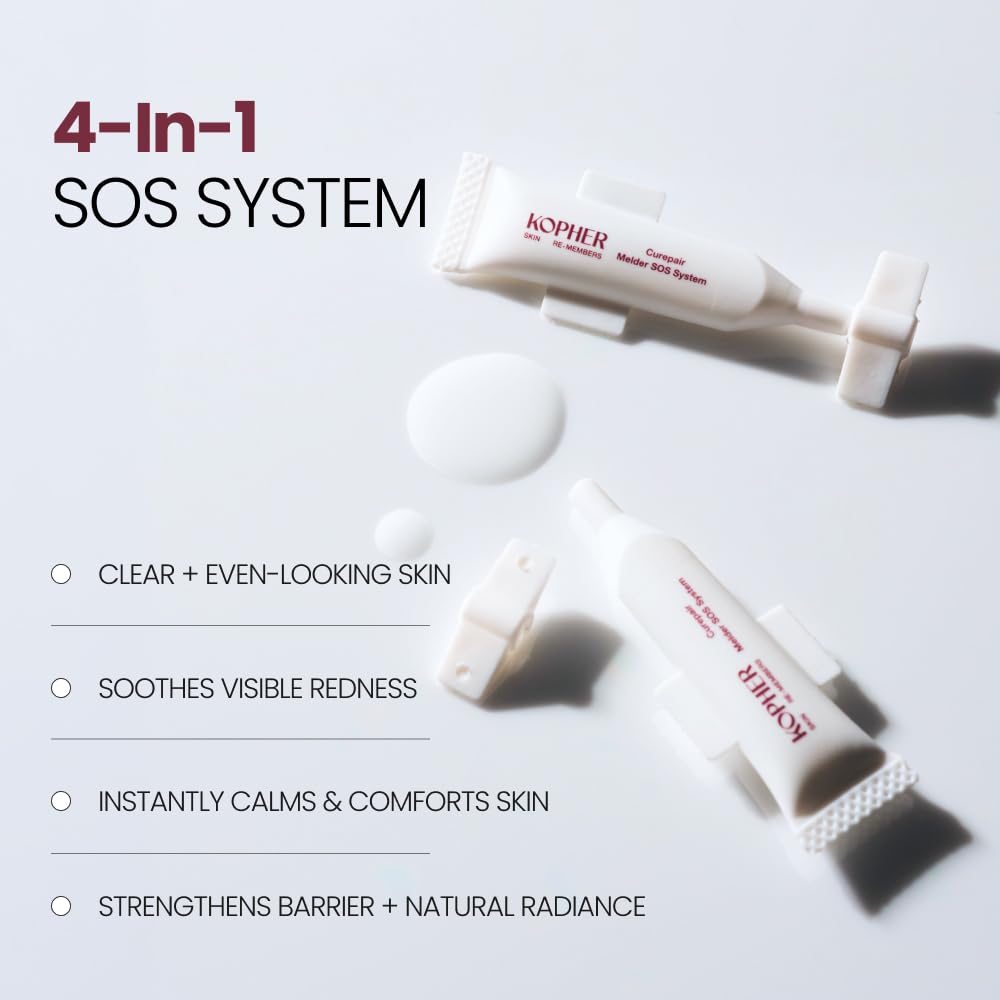 Kopher Curepair Melder SOS Cream demonstrates barrier-supporting formula for sensitive skin.