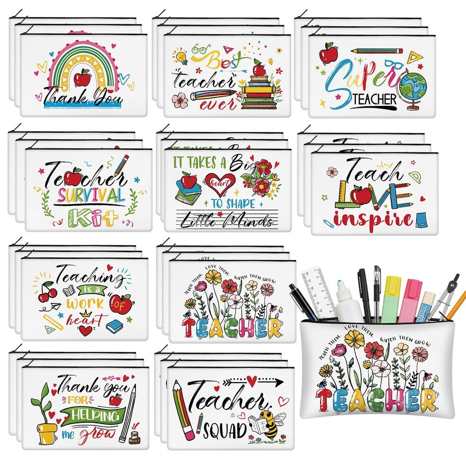 KOPOOEOE teacher makeup bag with colorful patterns for gifting and daily use