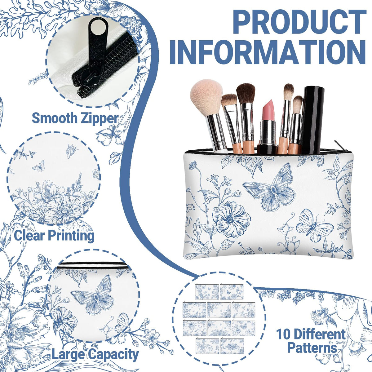 KOPOOEOE bright floral quote makeup pouch, eye-catching style for spring outings.