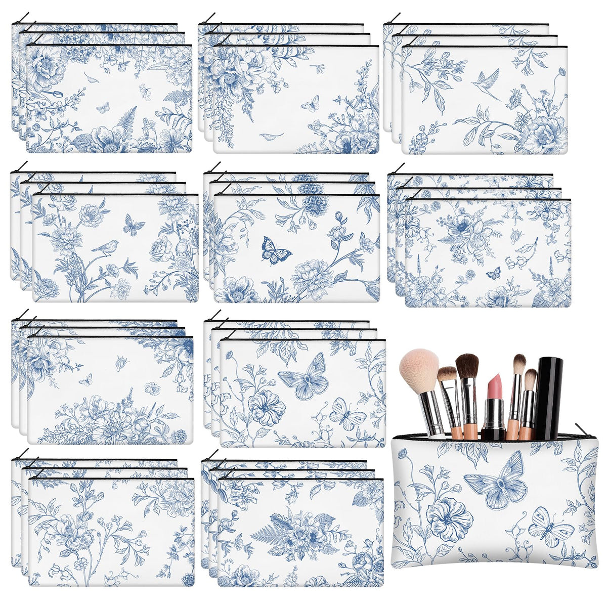 KOPOOEOE motivational flower canvas makeup bag set, perfect for daily organization and gifting.
