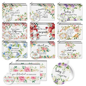 KOPOOEOE floral inspirational makeup bag front view for organized cosmetics.