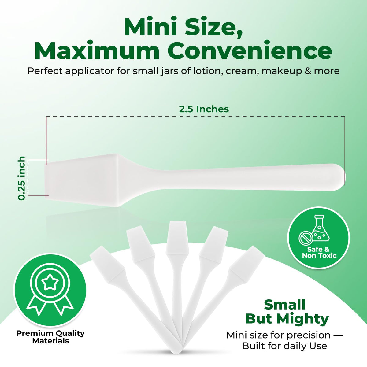Compact 2.5-inch spatula ideal for DIY face masks and samples.