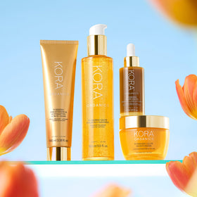 KORA Organics Turmeric Glow Drops vegan and cruelty-free packaging symbol.