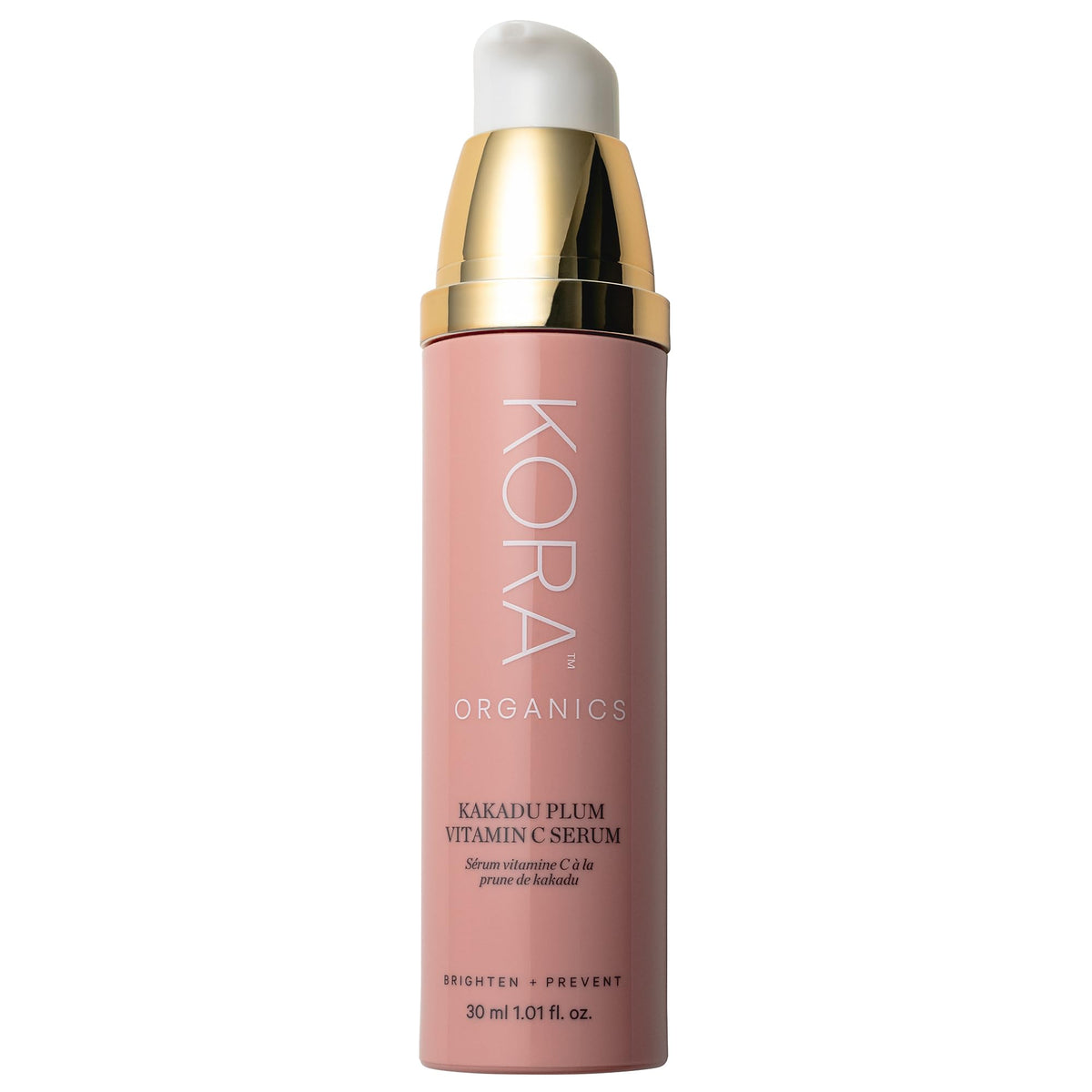 KORA Organics Kakadu Plum Serum bottle demonstrates radiant, even-toned skin potential.