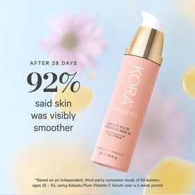 KORA Organics Kakadu Plum Serum ingredients panel emphasizes Kakadu plum and antioxidants.