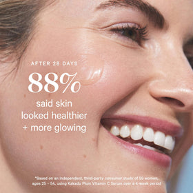 KORA Organics Kakadu Plum Serum label closeup highlights organic ingredients.