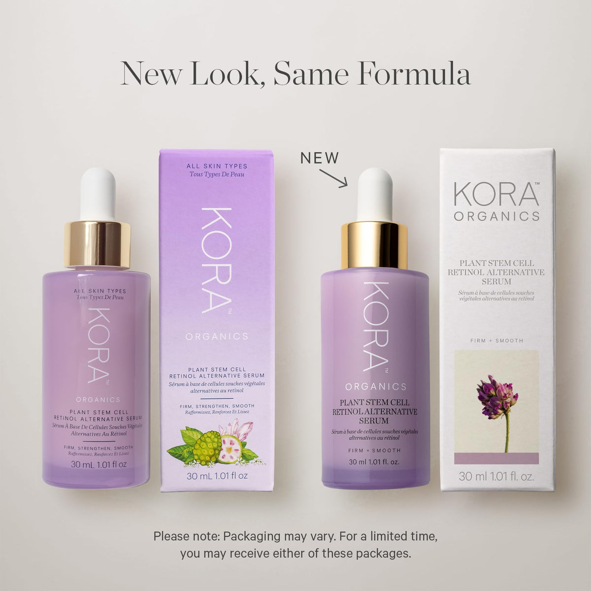 KORA Organics night-time setup with serum on skin