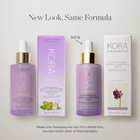 KORA Organics night-time setup with serum on skin