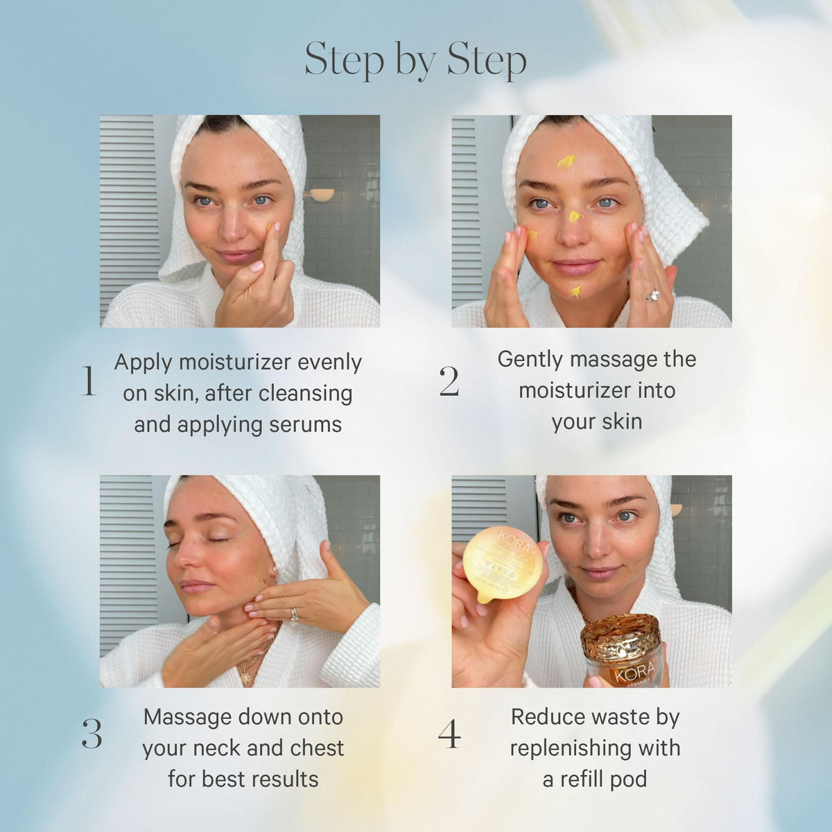 KORA Organics recyclable pod packaging showcased for sustainable skincare.
