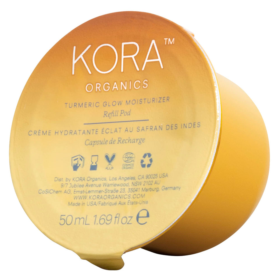 KORA Organics Turmeric Glow Moisturizer refill pod for eco-friendly daily hydration.