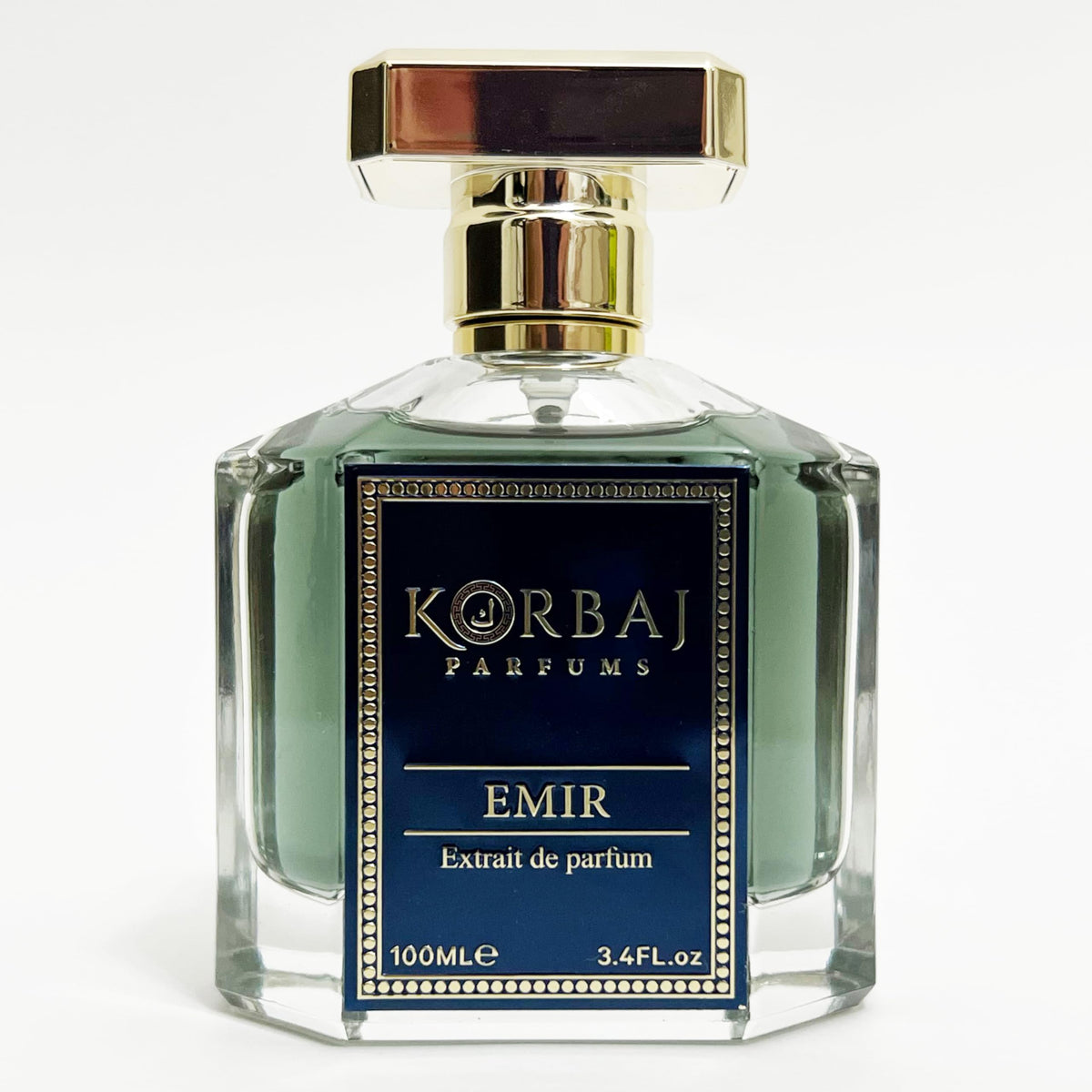 KORBAJ PARFUMS Emir bottle front view, premium Arabian fragrance for everyday elegance.
