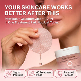 Koreana Skin Advanced Peptide Toner Pad sheet close-up shows soaked texture for hydration.