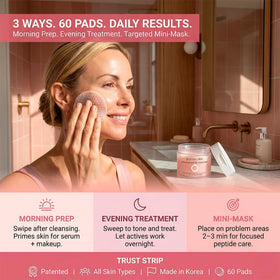 Koreana Skin Advanced Peptide Toner Pad vegan-friendly labeling for clean skincare.