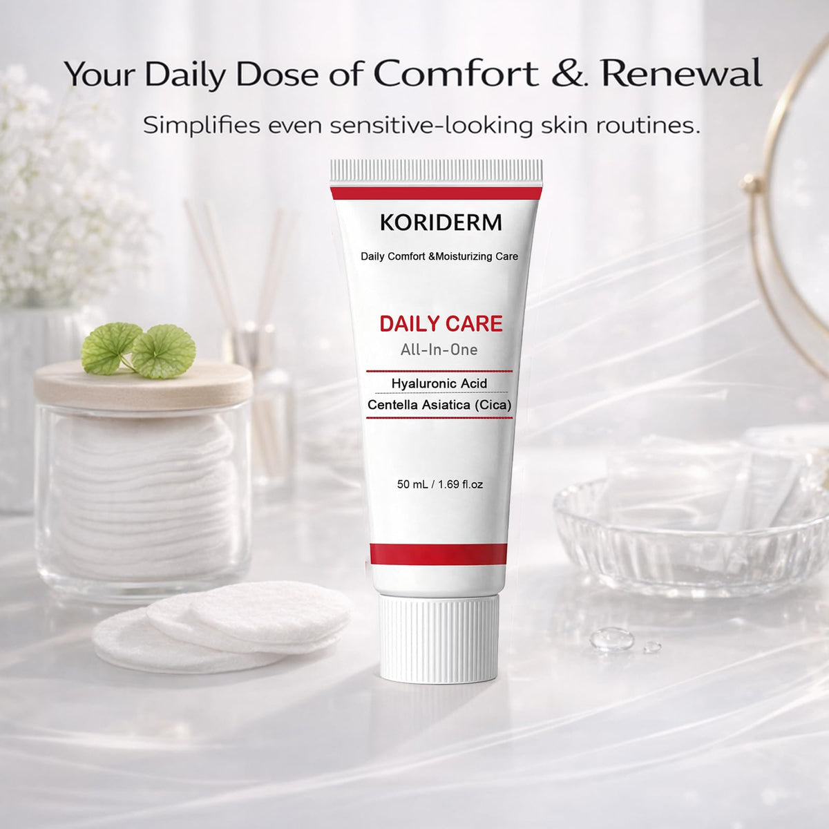 KORIDERM Cream bottle side view highlights packaging design.