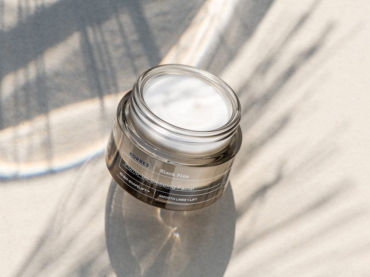 Night application scene with KORRES 4D Night Cream demonstrating smooth absorption