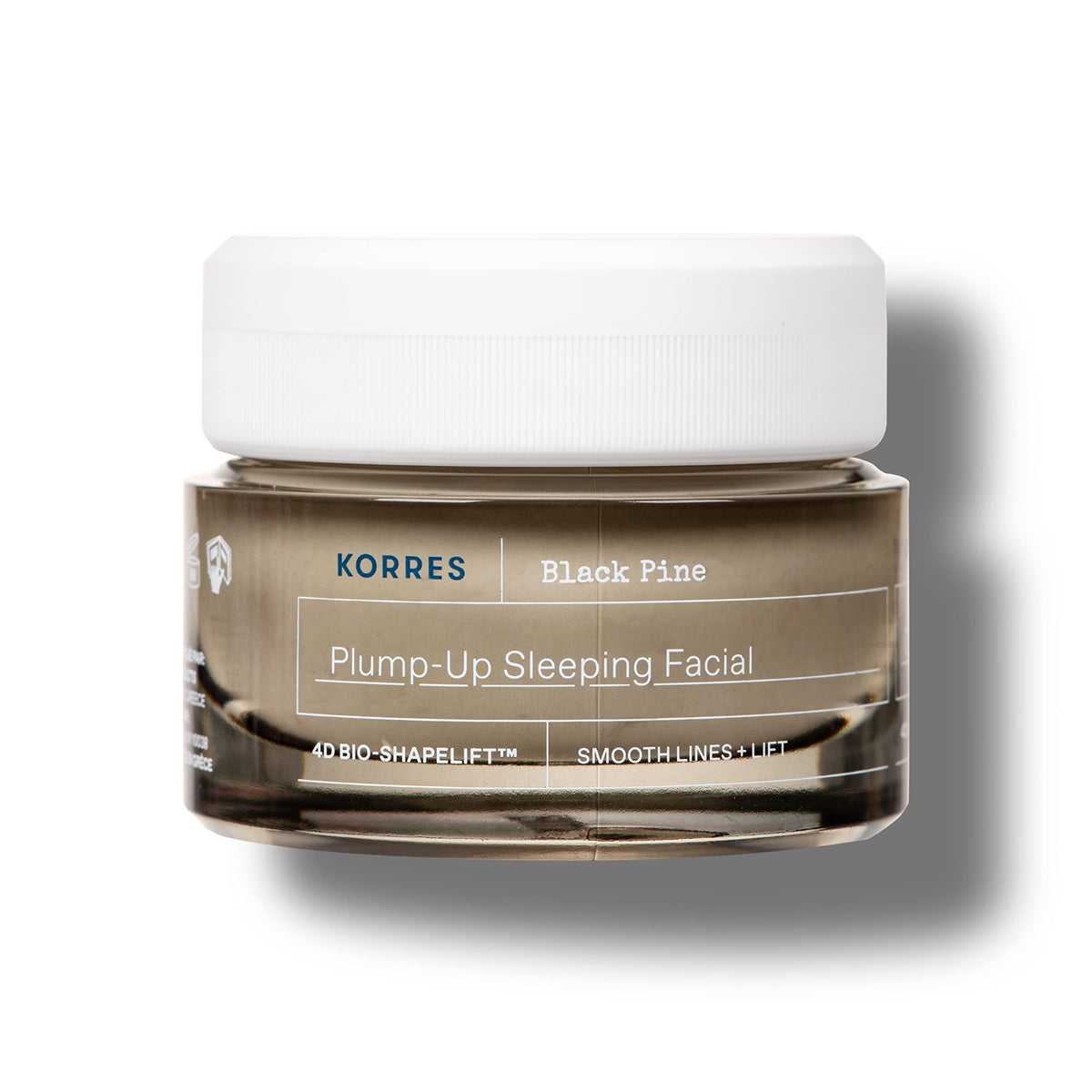 KORRES Black Pine 4D Night Cream jar close-up for rich overnight hydration