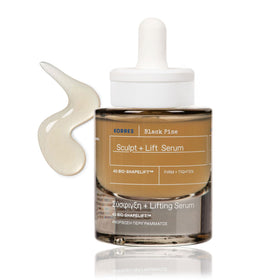 Korres Black Pine Sculpt & Lift Serum bottle ready for hydration and contour