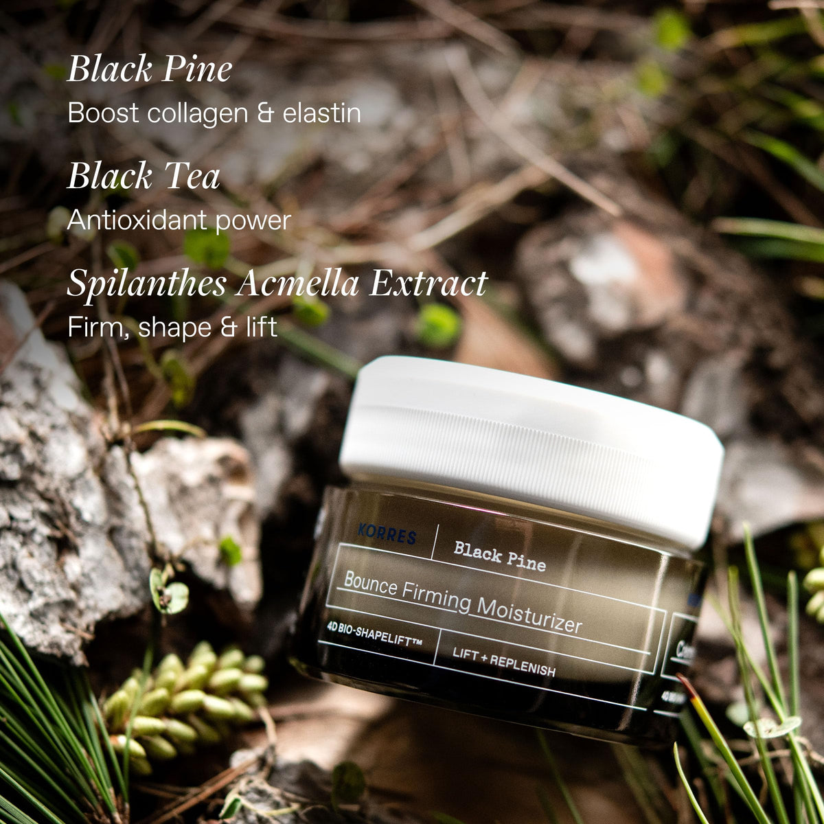 KORRES Black Tea extract ingredient visual highlighting botanical actives.