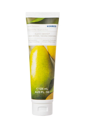 Korres Elasti-Smooth Body Butter jar showing rich hydration for dry skin