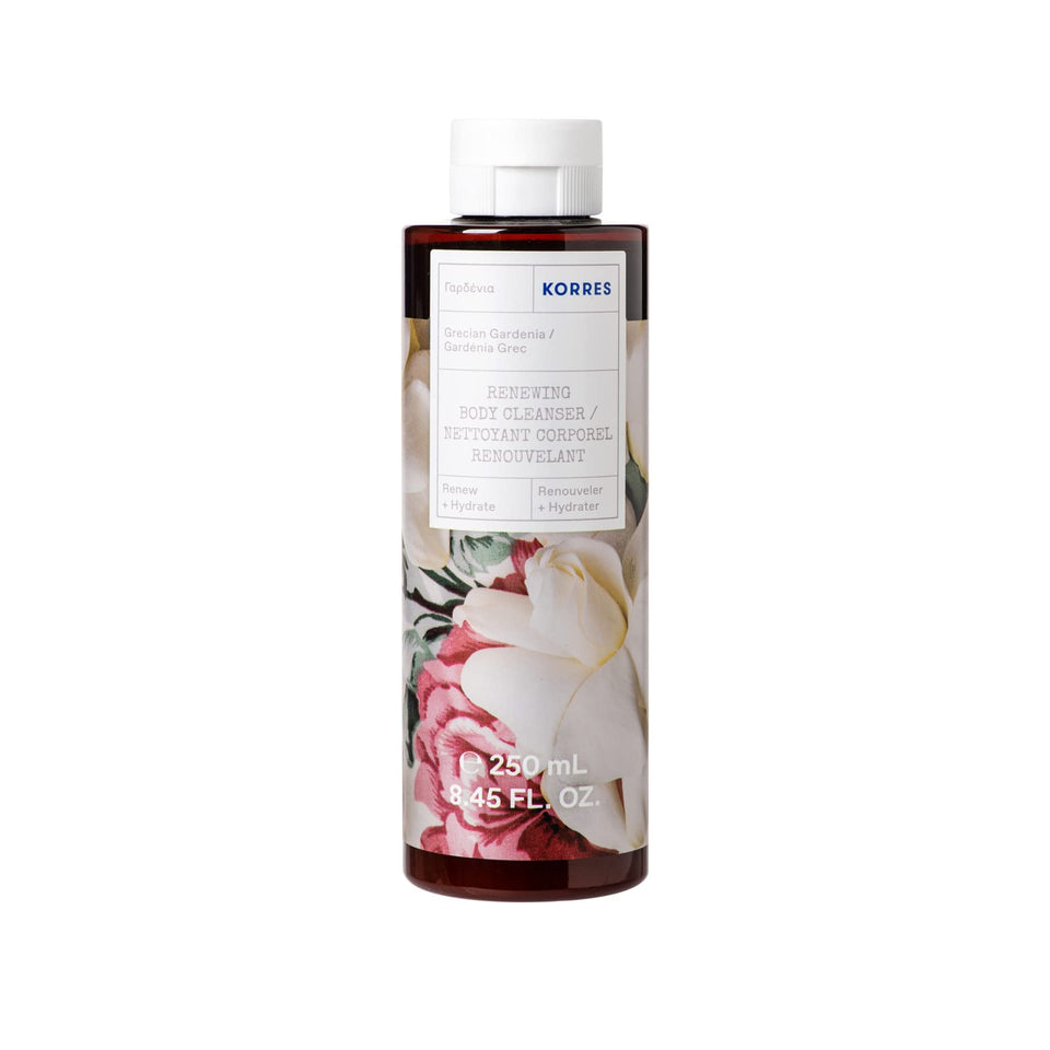 KORRES Grecian Gardenia Renewing Body Cleanser bottle for gentle cleansing and hydration