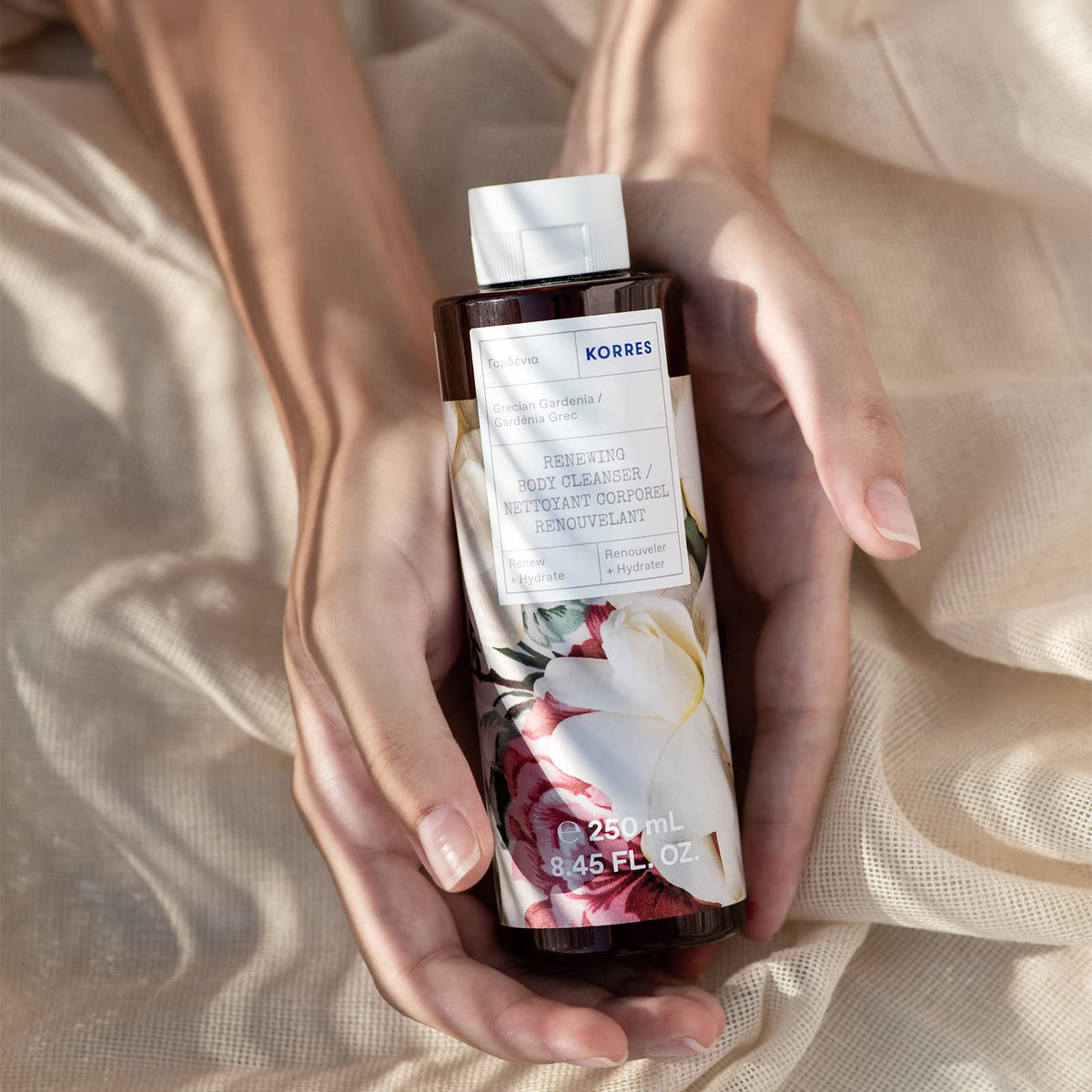 KORRES Grecian Gardenia Renewing Body Cleanser foam lather nourishes skin