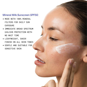 KORRES sunscreen swatch shows a sheer, natural finish without heavy whiteness.