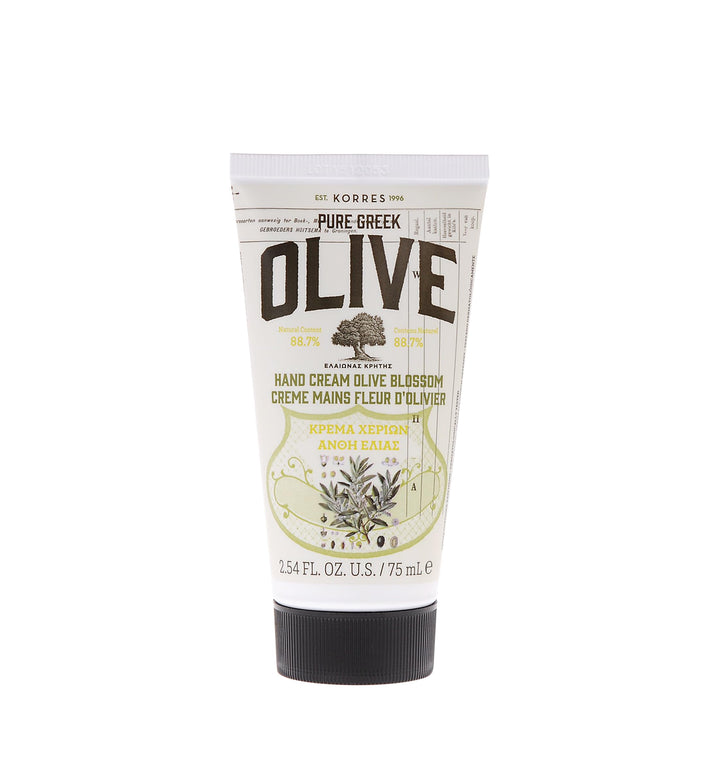 KORRES Olive Hand Cream packaging with Greek olive oil for nourished hands