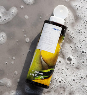 Close-up of Bergamot Pear foam from KORRES cleanser for smooth cleansing