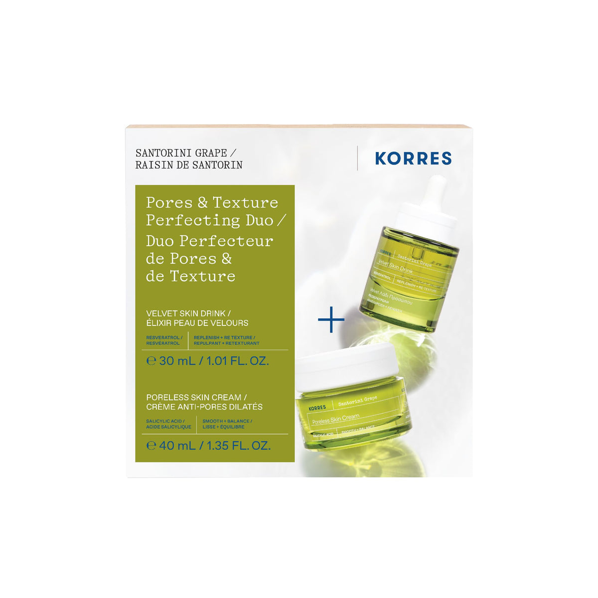 KORRES Santorini Grape Velvet Skin Drink bottle promotes lightweight hydration for balanced skin