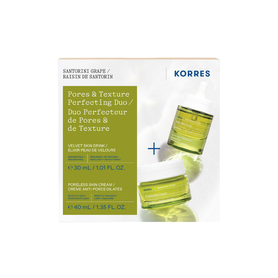 KORRES Santorini Grape Velvet Skin Drink bottle promotes lightweight hydration for balanced skin