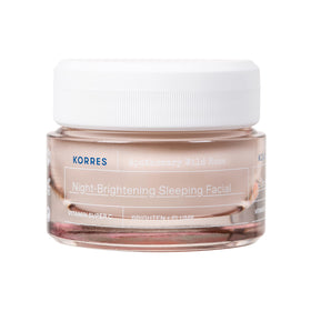 KORRES Wild Rose Night Cream bottle closeup highlighting overnight hydration