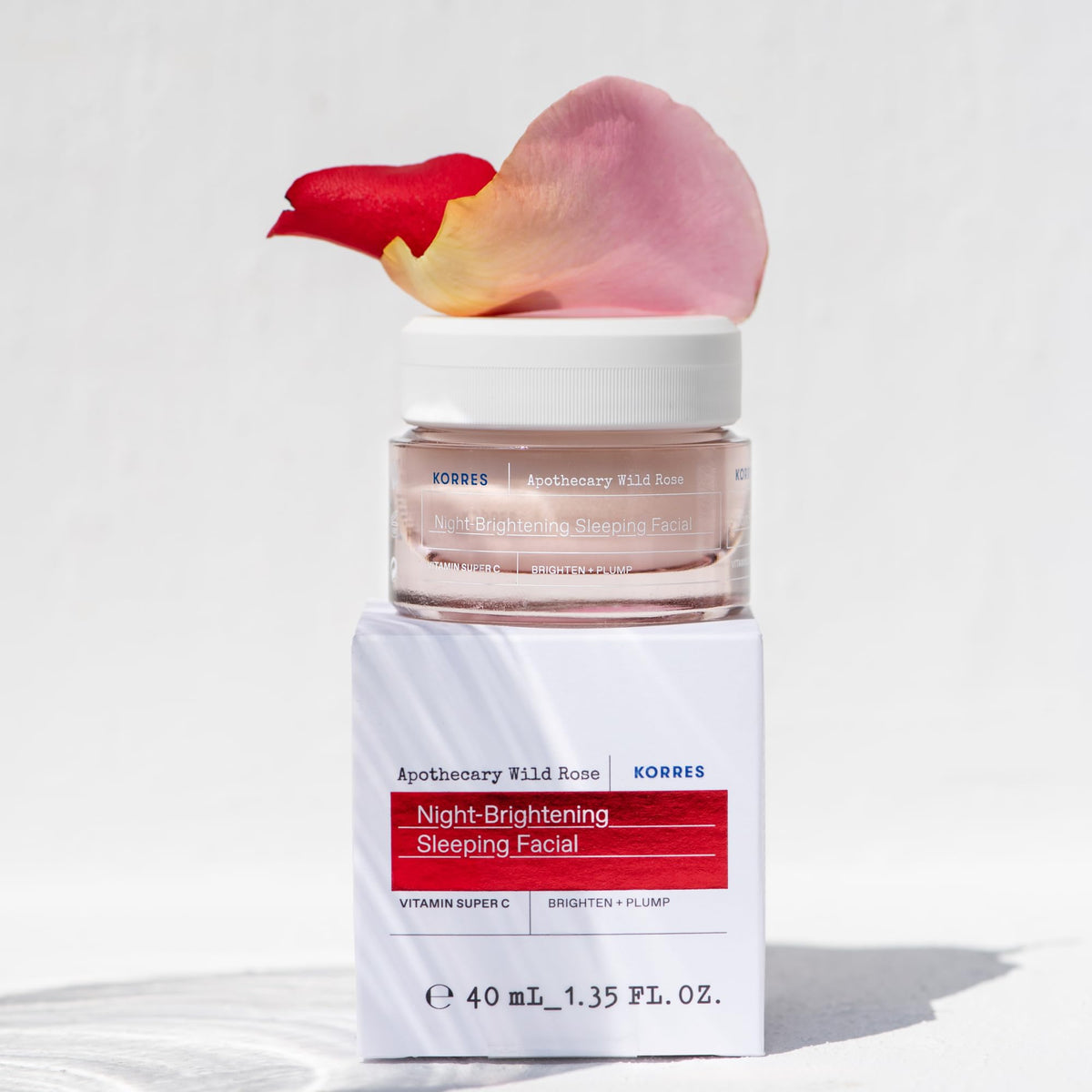 KORRES Wild Rose Night Cream texture swirl highlighting souffl&eacute;-like feel